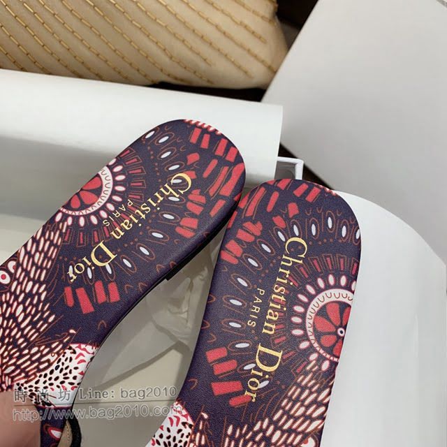 DIOR女鞋 迪奧2021專櫃新款磨砂新大底涼拖 Dior一字型刺繡平拖  naq1490